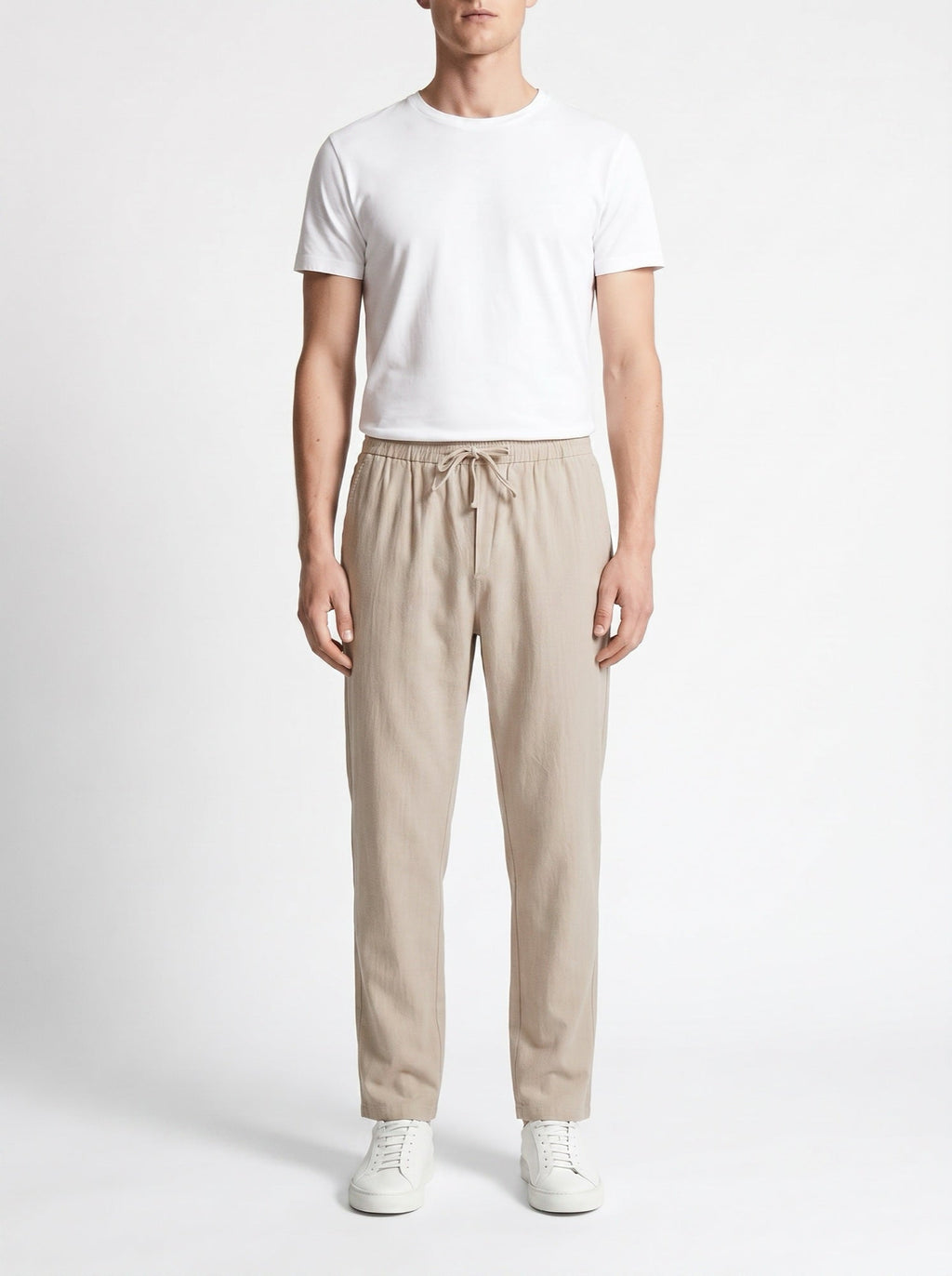 Zanzibar – Pellavahousut — Beige — edestä