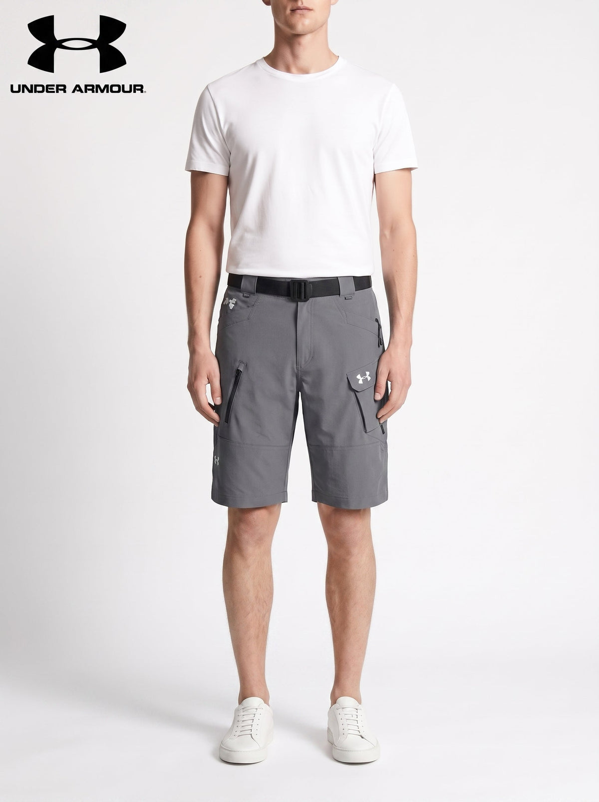 UA® Tactical Flex Utility -shortsit — Harmaa — edestä