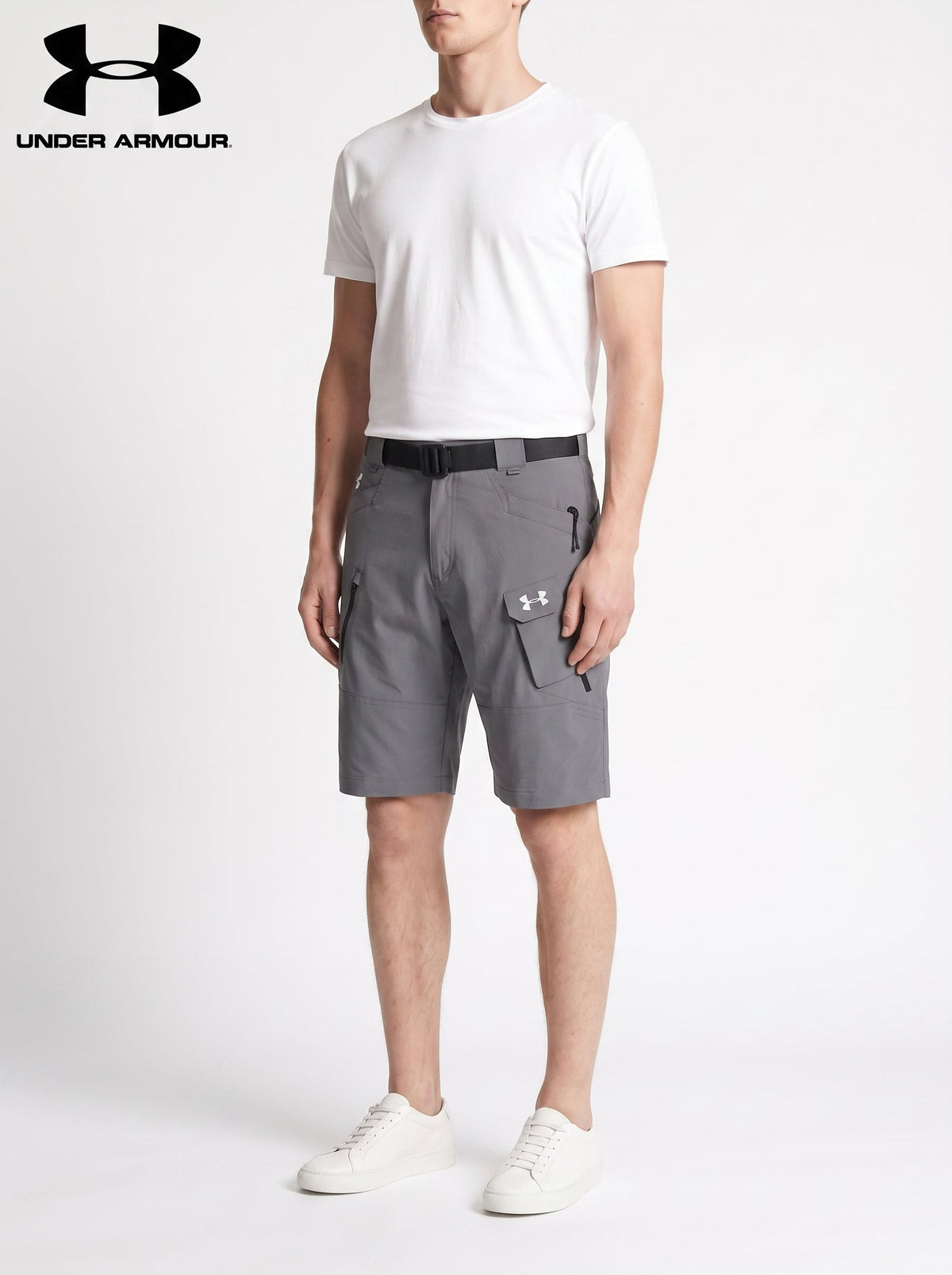 UA® Tactical Flex Utility -shortsit — Harmaa — viistosti
