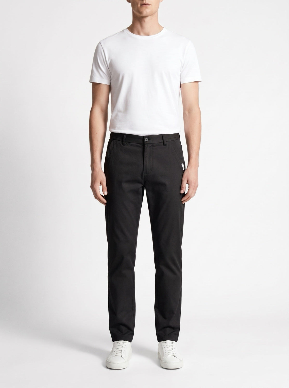 Slim fit -housut puhdasta puuvillaa — Musta