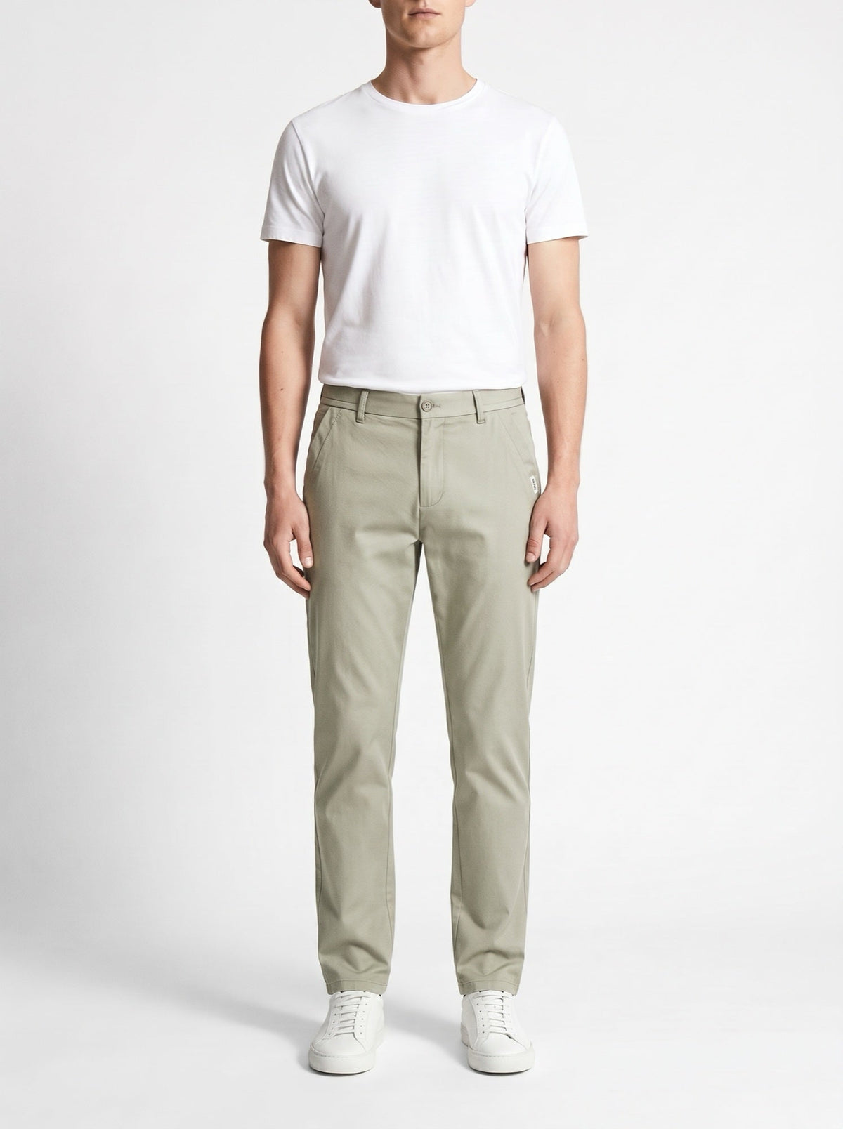 Slim fit -housut puhdasta puuvillaa — Samppanjanvihreä