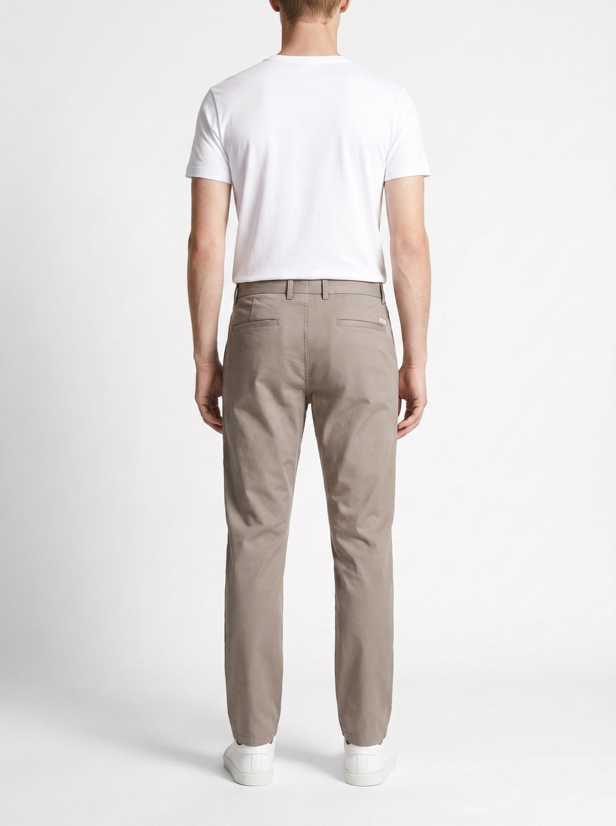 Slim fit -housut puhdasta puuvillaa — Khaki — takaa