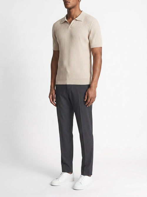 Ensiluokkainen ribbineulottu pikeepaita — Beige — viistosti