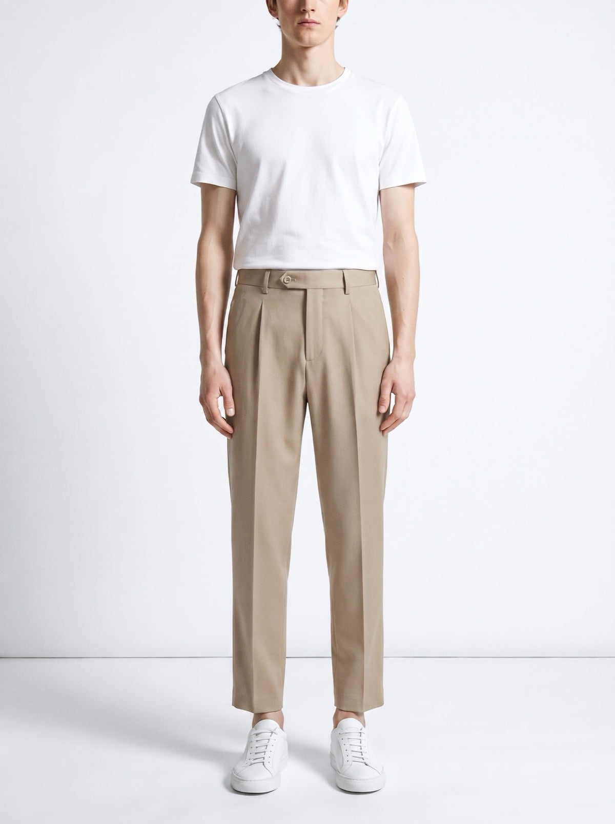Korkeavyötäröiset Paris-housut — Beige