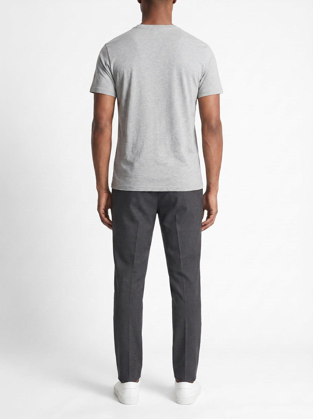 Slim fit -pyöreäkauluksinen t-paita – Harmaameleerattu