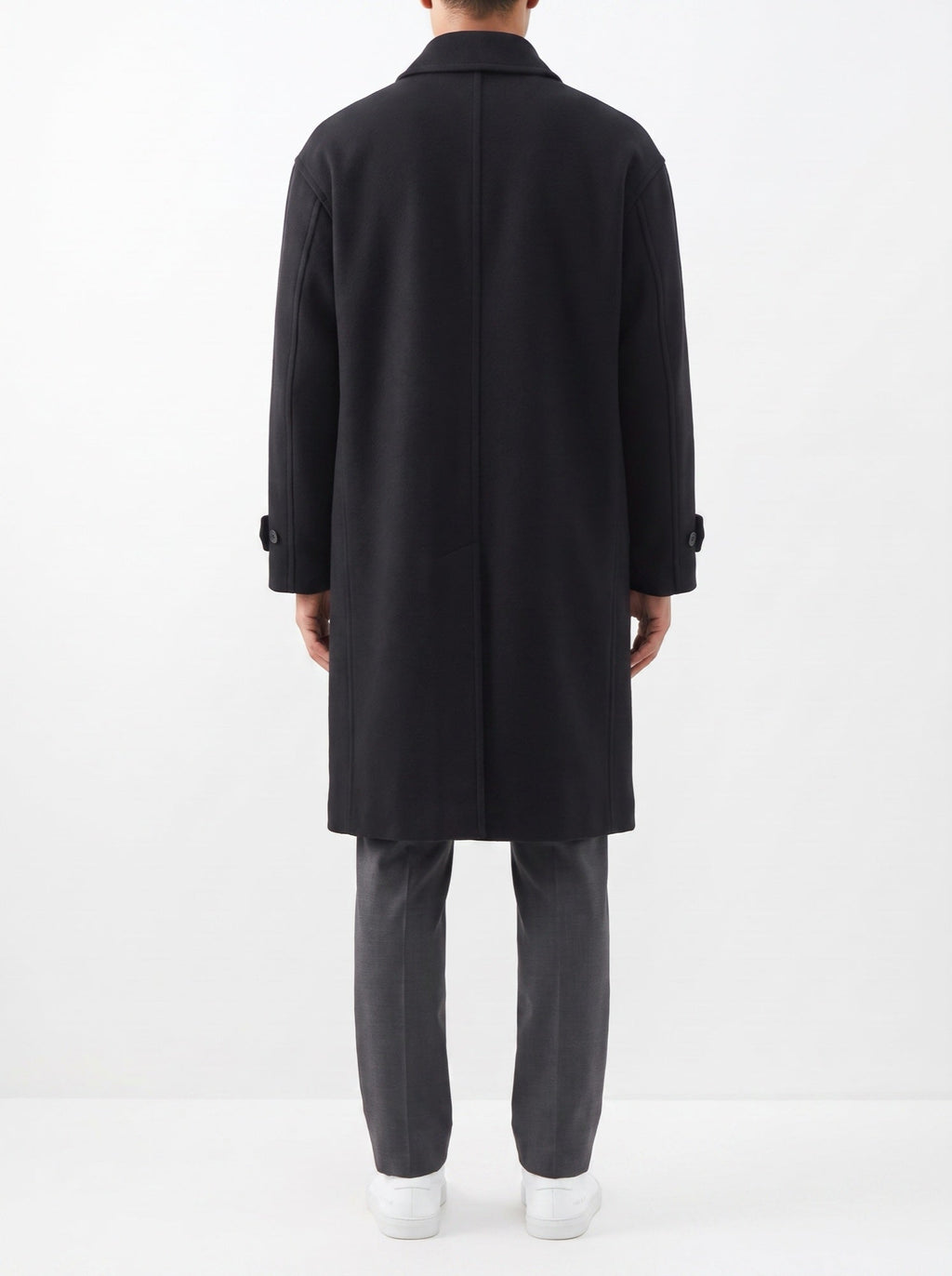 The Classic Reversible Wool Overcoat -villakangastakki — Musta — takaa