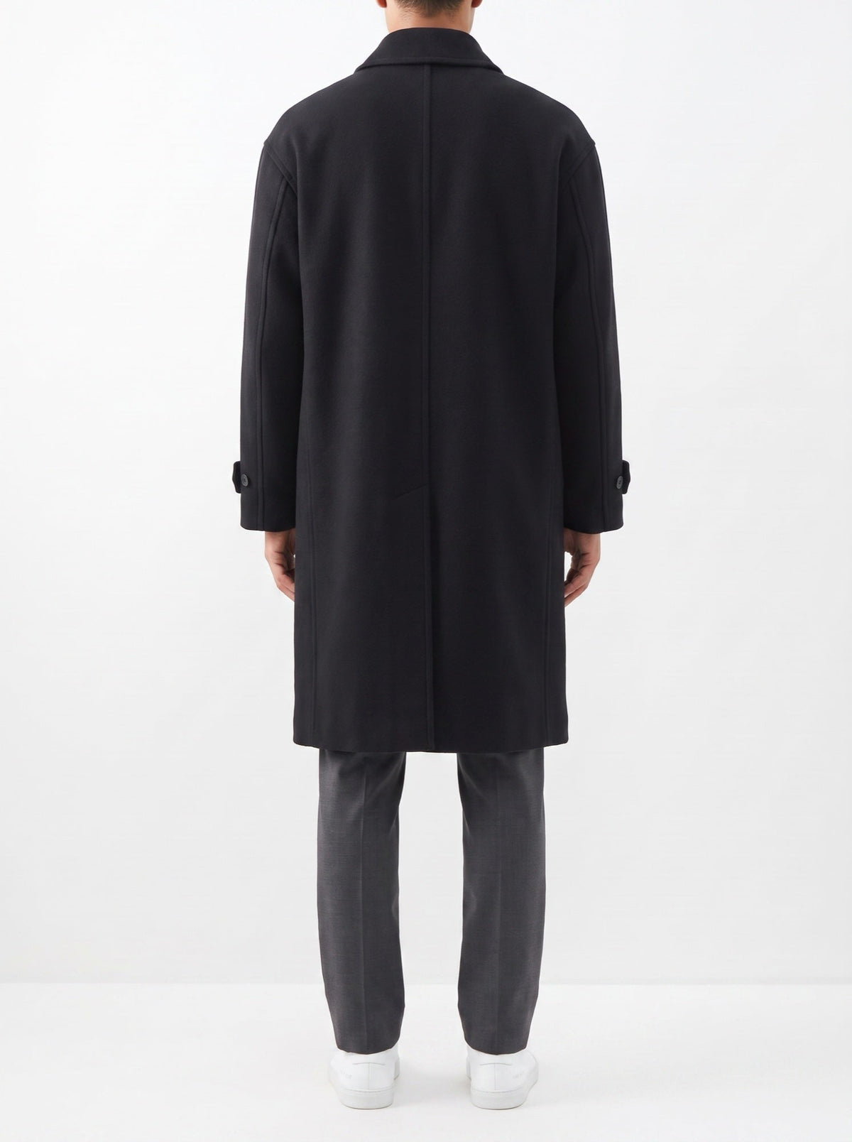 The Classic Reversible Wool Overcoat -villakangastakki — Musta — takaa