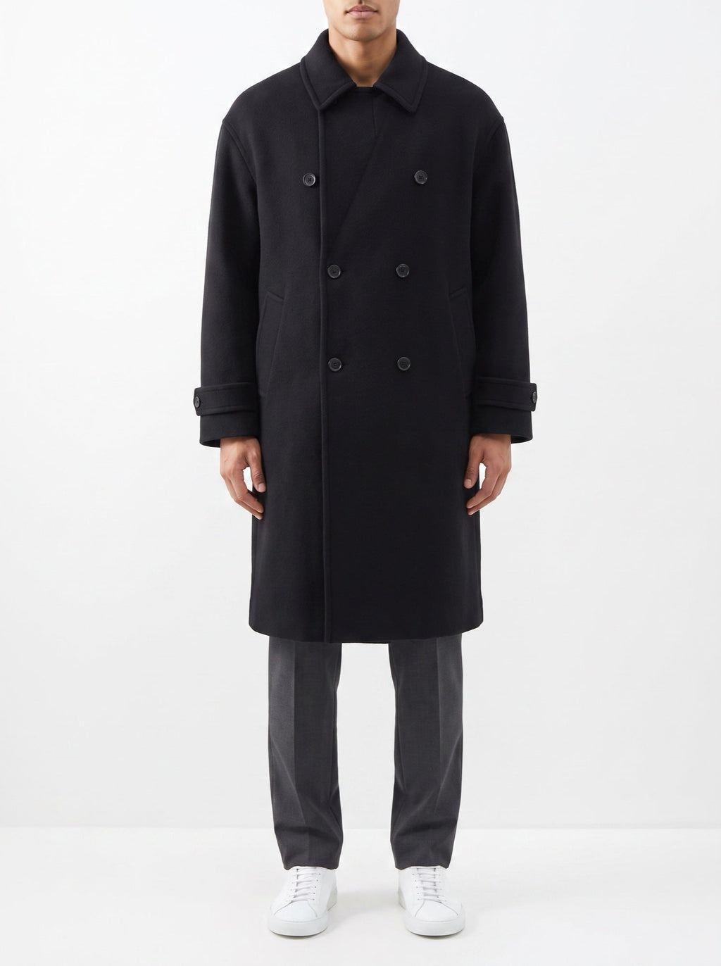 The Classic Reversible Wool Overcoat -villakangastakki — Musta — edestä