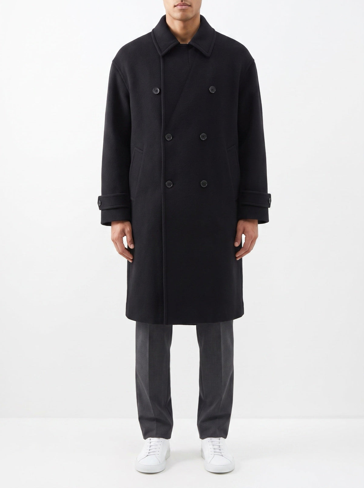 The Classic Reversible Wool Overcoat -villakangastakki — Musta — edestä